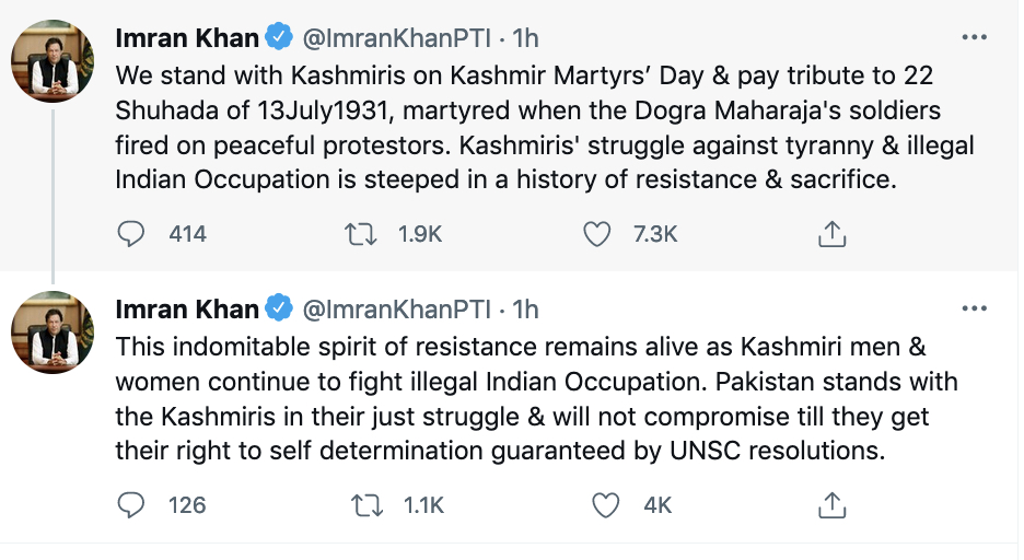 pm tweet | kashmir martyrs day from Narratives Magazine