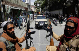 Taliban fighters patrol in Kabul. edited | ANA from Narratives Magazine